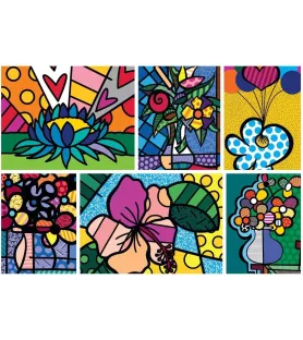 Puzzle Collage Flowers 2000 pièces Bluebird – six compositions florales pop art de Romero Britto