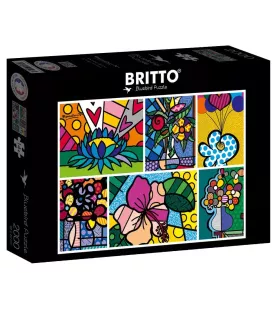 Puzzle Collage Flowers 2000 pièces Bluebird – six compositions florales pop art de Romero Britto