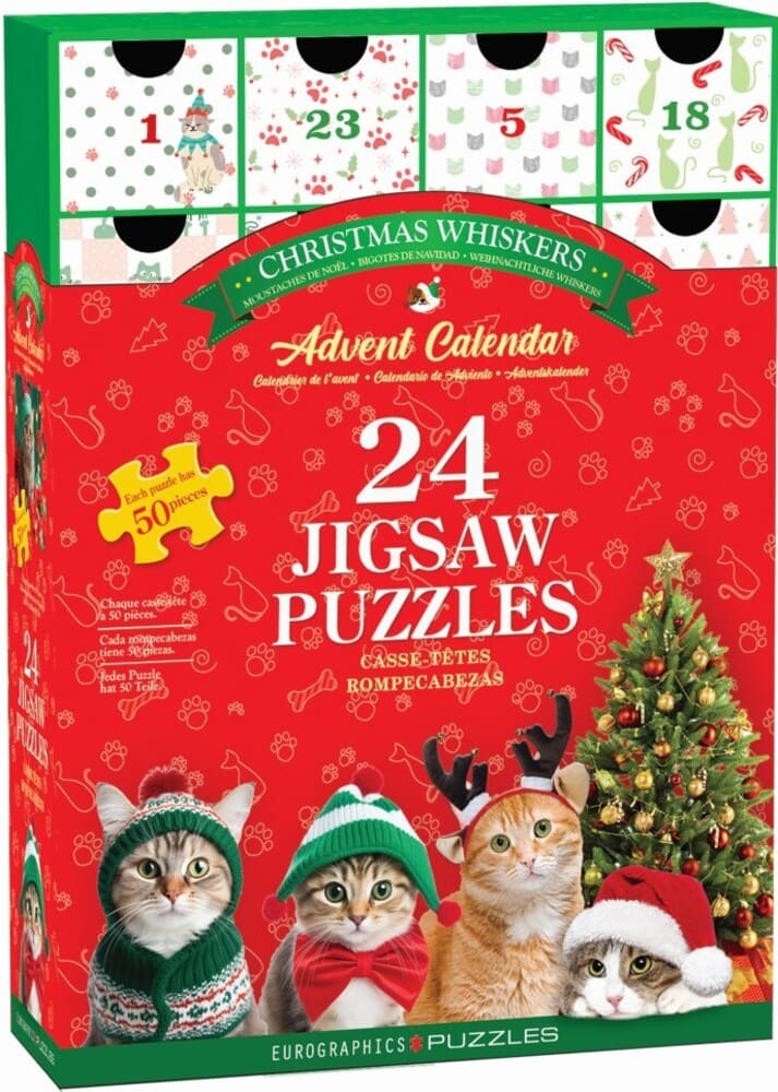 Calendrier de l'Avent Moustaches de Noël Eurographics avec 24 mini-puzzles